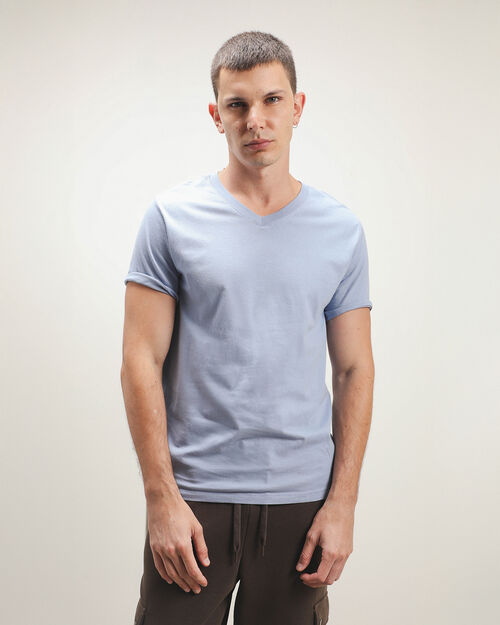 Playera Cuello V Azul
